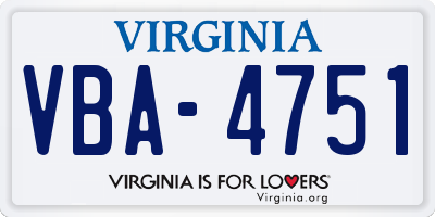 VA license plate VBA4751
