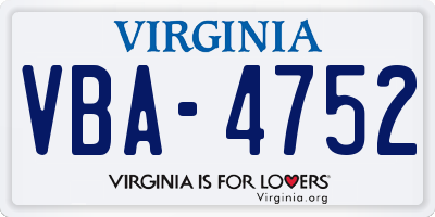 VA license plate VBA4752