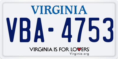VA license plate VBA4753