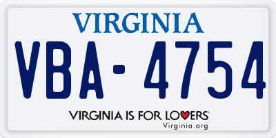 VA license plate VBA4754