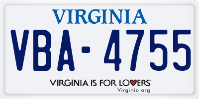 VA license plate VBA4755