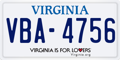 VA license plate VBA4756