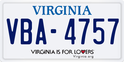 VA license plate VBA4757