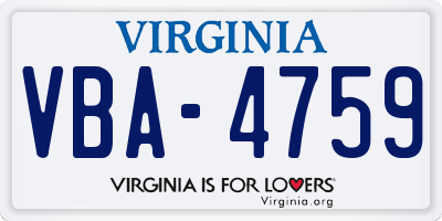 VA license plate VBA4759