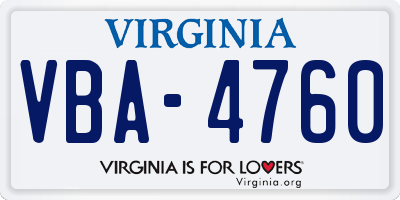 VA license plate VBA4760