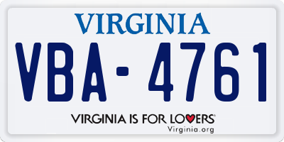 VA license plate VBA4761