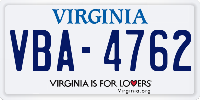 VA license plate VBA4762