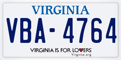 VA license plate VBA4764