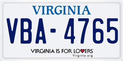 VA license plate VBA4765