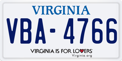 VA license plate VBA4766