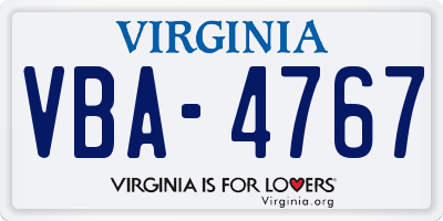 VA license plate VBA4767