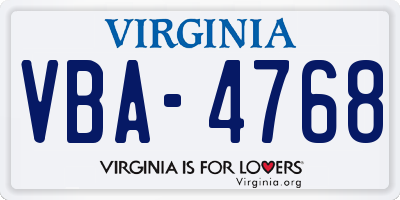 VA license plate VBA4768