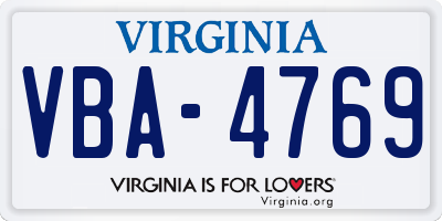 VA license plate VBA4769