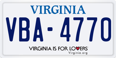 VA license plate VBA4770