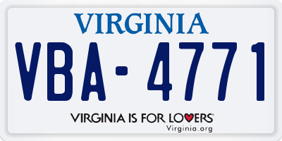 VA license plate VBA4771