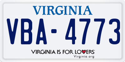 VA license plate VBA4773