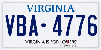 VA license plate VBA4776