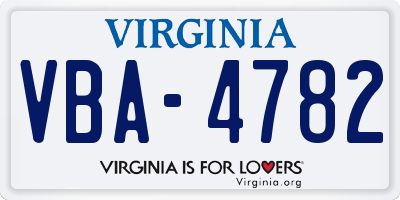 VA license plate VBA4782