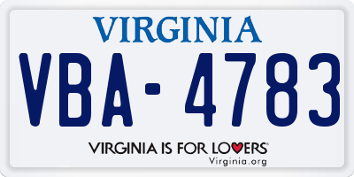 VA license plate VBA4783