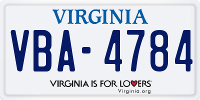 VA license plate VBA4784