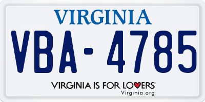 VA license plate VBA4785