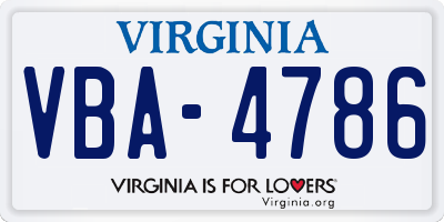 VA license plate VBA4786