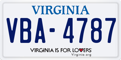 VA license plate VBA4787