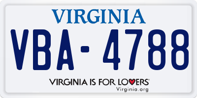 VA license plate VBA4788