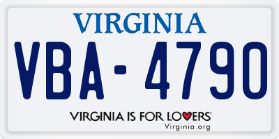 VA license plate VBA4790