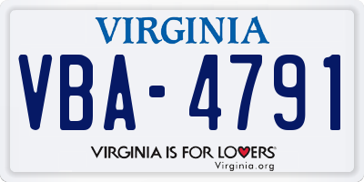 VA license plate VBA4791
