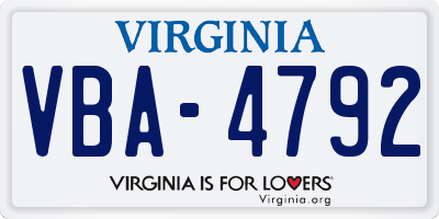 VA license plate VBA4792