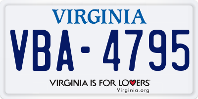 VA license plate VBA4795