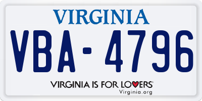 VA license plate VBA4796