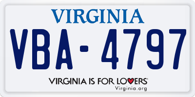 VA license plate VBA4797