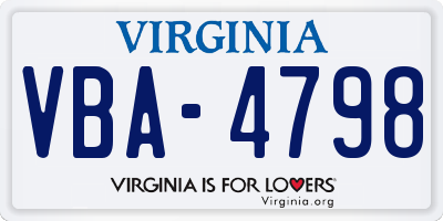 VA license plate VBA4798