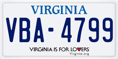 VA license plate VBA4799