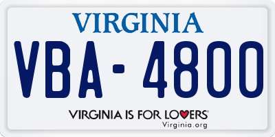 VA license plate VBA4800