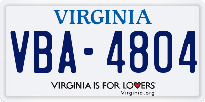 VA license plate VBA4804