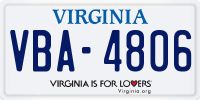 VA license plate VBA4806