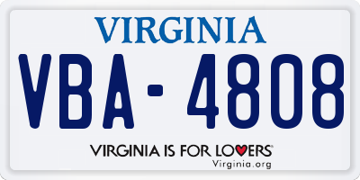 VA license plate VBA4808