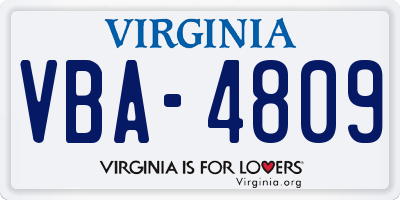 VA license plate VBA4809