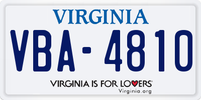VA license plate VBA4810