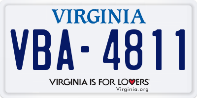 VA license plate VBA4811