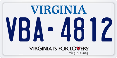 VA license plate VBA4812
