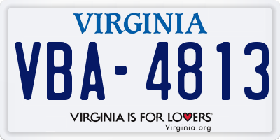 VA license plate VBA4813