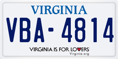 VA license plate VBA4814