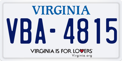 VA license plate VBA4815