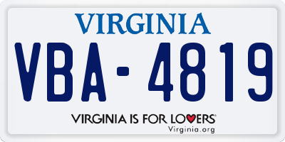 VA license plate VBA4819