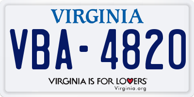 VA license plate VBA4820