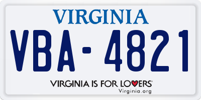 VA license plate VBA4821